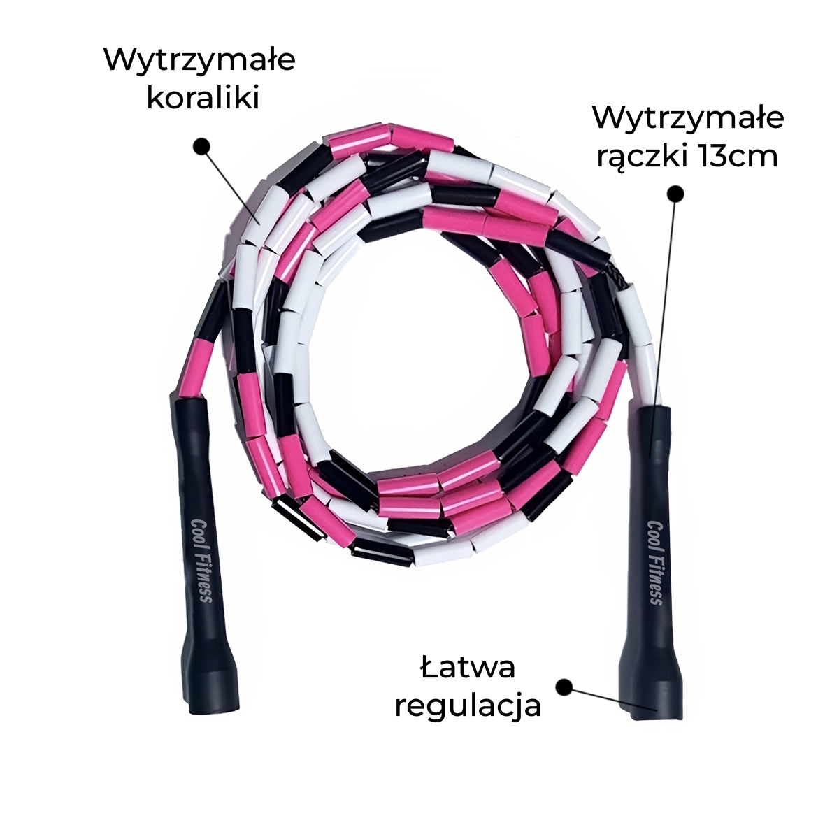 Skakanka Koralikowa (Beaded Rope) - Pink Zebra - obrazek 2