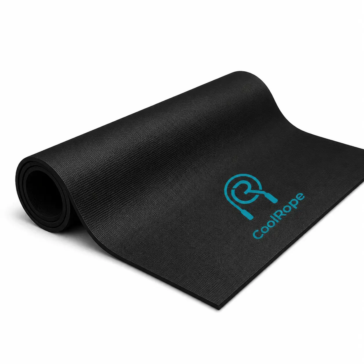 Czarna mata treningowa CoolRope z turkusowym logo