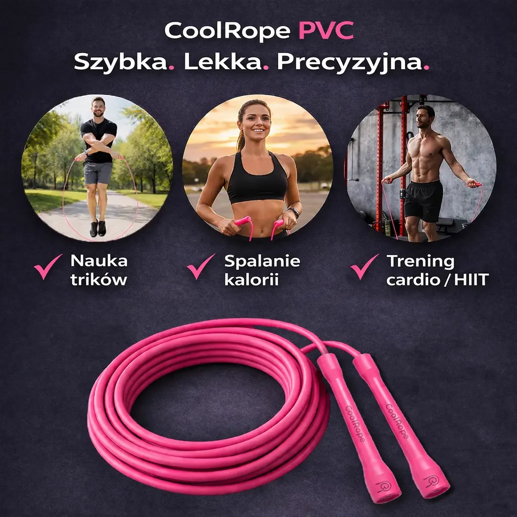 Skakanka Szybkościowa (PVC) - Różowa - obrazek 3